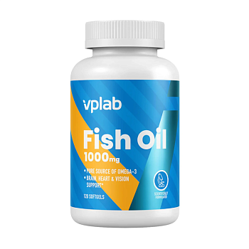 фото дієтична добавка в желатинових капсулах vplab fish oil риб'ячий жир 1000 мг, 120 шт