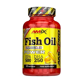 фото дієтична добавка в капсулах amix nutrition amix pro fish oil omega 3 power риб'ячий жир омега 3, 500/250 мг, 60 шт