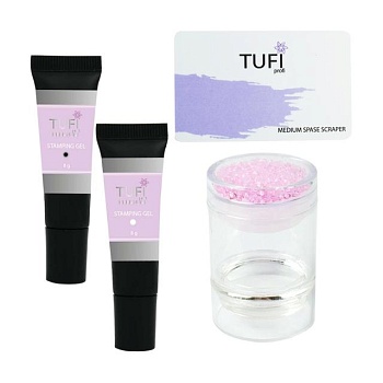 фото набір для стемпінгу tufi profi premium frida 1 (штамп рожевий, 1 шт + стемпінг-гель (чорний, білий), 2*8 г + скрапер)