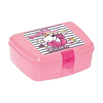 фото дитячий контейнер для зберігання їжі herevin unicorn ланчбокс рожевий, 7*12*17 (161279-003)