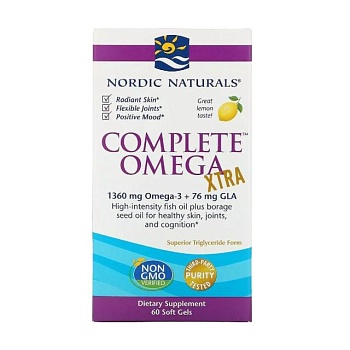 фото дієтична добавка в капсулах nordic naturals complete omega xtra омега комплекс з лимоном, 60 шт