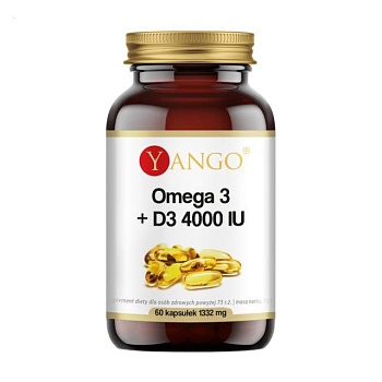 фото дієтична добавка в капсулах yango omega 3 + d3 омега 3 + вітамін d3 4000 мо, 90 шт