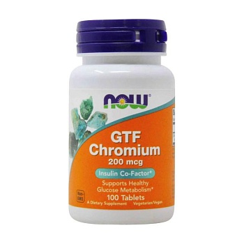 фото дієтична добавка мінерали в таблетках now foods gtf chromium хром, 200 мкг, 100 шт