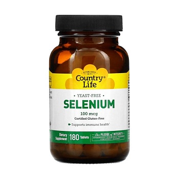 фото дієтична добавка в таблетках country life selenium селен 100 мкг, 180 шт