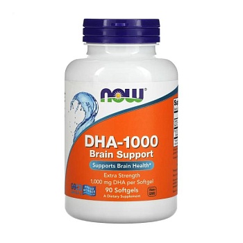 фото дієтична добавка в гелевих капсулах now foods dha-1000 brain support риб'ячий жир підтримка мозку 1000 мг, 90 шт