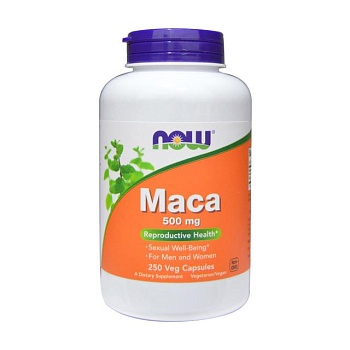 фото дієтична добавка в капсулах now foods raw maca перуанська мака 500 мг, 250 шт