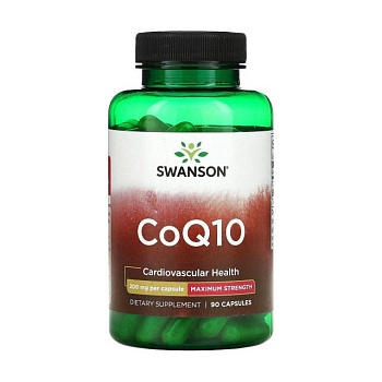 фото дієтична добавка антиоксиданти в капсулах swanson coq10 maximum strength коензим q10, 200 мг, 90 шт