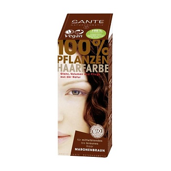 фото трав'яний порошок для фарбування волосся sante chestnut brown, 100 г