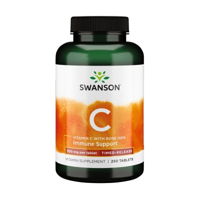 Детальне фото дієтична добавка в таблетках swanson timed-released c-500 vitamin c with rose hips вітамін с з шипшиною, 500 мг, 250 шт