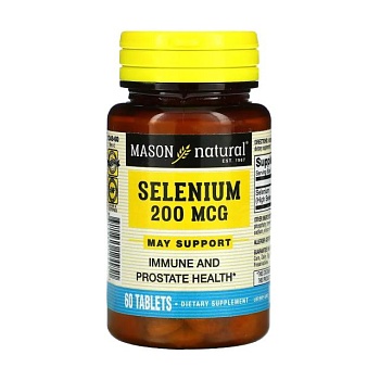 фото дієтична добавка в таблетках mason natural selenium селен 200 мкг, 60 шт