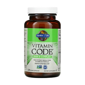 фото дієтична добавка вітаміни в капсулах garden of life vitamin code raw b-complex, 120 шт