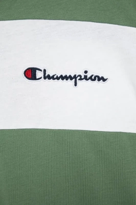 Детальне фото дитяча бавовняна футболка champion 305959 колір зелений з аплікацією