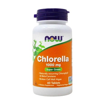 фото дієтична добавка в таблетках now foods chlorella хлорела, 1000 мг, 60 шт