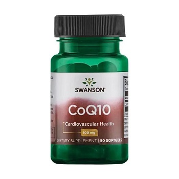фото дієтична добавка антиоксиданти в гелевих капсулах swanson coq10 коензим q10, 100 мг, 50 шт