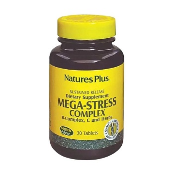 фото дієтична добавка в таблетках naturesplus mega-stress complex комплекс від стресу, 30 шт