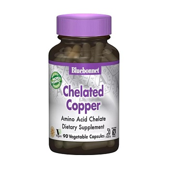 фото дієтична добавка в капсулах bluebonnet nutrition chelated copper хелатна мідь, 90 шт
