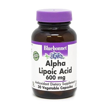 фото дієтична добавка в капсулах bluebonnet nutrition alpha lipoic acid альфа-ліпоєва кислота, 600 мг, 30 шт