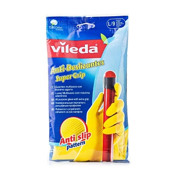 фото рукавички vileda super grip, жовті, розмір l, 1 пара