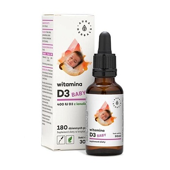 фото дієтична добавка дитяча вітаміни в краплях aura herbals vitamin d3 baby вітамін d3 400 мо, 30 мл