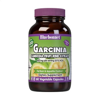 фото дієтична добавка в капсулах bluebonnet nutrition super fruit garcinia cambogia fruit rind extract гарцинія формула управління вагою, 60 шт