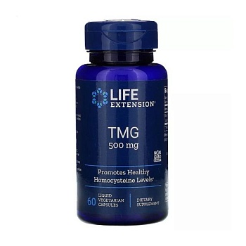 фото дієтична добавка в капсулах life extension tmg триметилгліцин, 500 мг, 60 шт