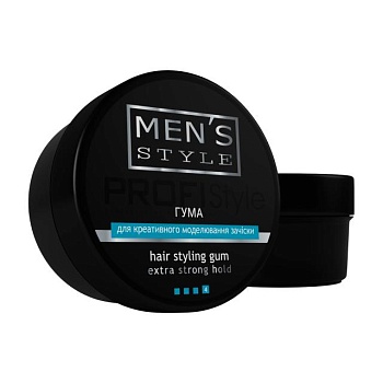фото чоловіча гума для креативного моделювання зачіски profistyle men's style hair styling gum extra strong hold, фіксація 4, 80 мл
