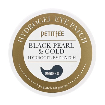 фото гідрогелеві патчі для шкіри навколо очей petitfee & koelf black pearl & gold hydrogel eye patch із золотом та чорними перлами, 60 шт