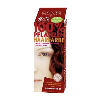 фото трав'яний порошок для фарбування волосся sante mahogany red, 100 г