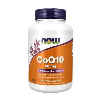 фото дієтична добавка в капсулах now foods coq10 коензим q10 60 мг, 180 шт