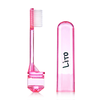 фото зубна щітка lito середньої жорсткості тravel care, рожева