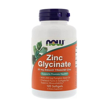фото дієтична добавка мінерали в капсулах now foods zinc glycinate гліцинат цинку, 120 шт