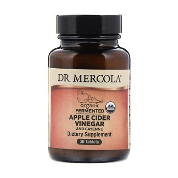 фото дієтична добавка в таблетках dr. mercola apple cider vinegar and cayenne яблучний оцет та каєнський перець, 30 шт