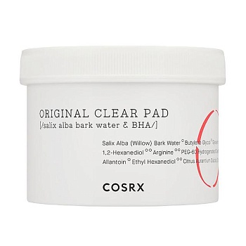 фото очищувальні спонжи для обличчя cosrx one step original clear pad з вна-кислотами, 70 шт