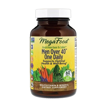 фото дієтична добавка мультивітаміни та мінерали в таблетках megafood men over 40 one daily для чоловіків, 60 шт