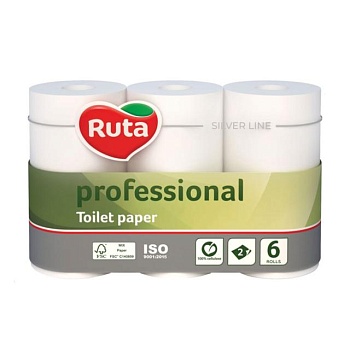 фото туалетний папір ruta silver line professional 2-шаровий, білий, 6 рулонів