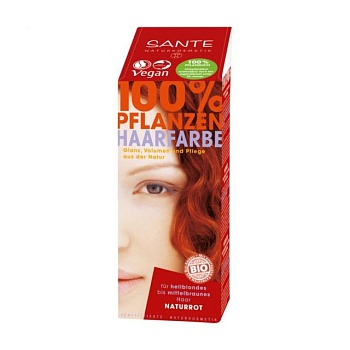 фото трав'яний порошок для фарбування волосся sante natural red, 100 г