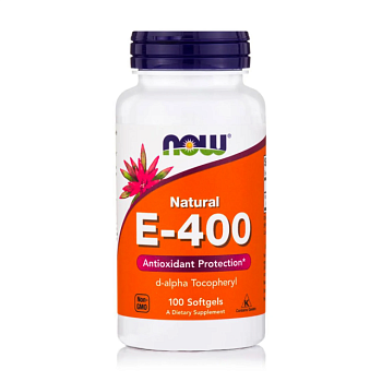 фото дієтична добавка вітаміни в капсулах now foods natural e-400 вітамін е-400, 100 шт