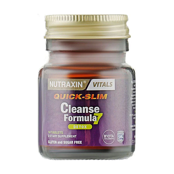 фото дієтична добавка в таблетках nutraxin slim quick-slim cleanse formula detox очищувальна формула, 14 шт