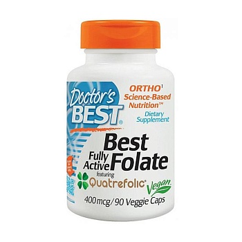 фото дієтична добавка вітаміни в веганських капсулах doctor's best fully active folate повністю активний фолат, 400 мкг, 90 шт
