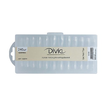 фото гелеві тіпси для нарощування нігтів divia gel nail tips балерина di1583, 240 шт