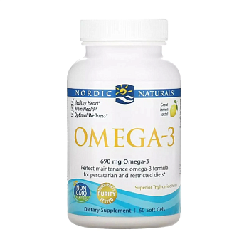 фото дієтична добавка в капсулах nordic naturals omega-3 омега-3 зі смаком лимону, 60 шт