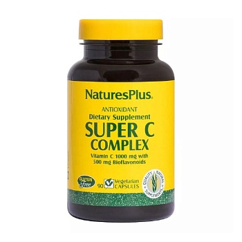 фото дієтична добавка вітаміни в капсулах naturesplus super c complex вітамін c 1000 мг, біофлавоноїди 500 мг, 90 шт