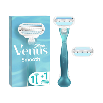 фото станок для гоління жіночий gillette venus smooth з 2 змінними картриджами, 1 шт