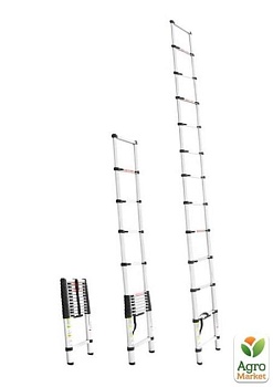 фото драбина алюмінієва телескопічна 12 ступ. 3,80 м intertool lt-3038