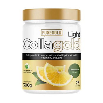 фото дієтична добавка в порошку pure gold collagold колаген лимонад, 300 г
