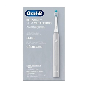 фото електрична зубна щітка oral-b pulsonic slim clean 2000 grey, 1 шт