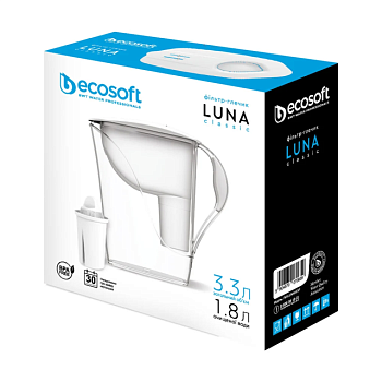 фото фільтр-глечик ecosoft luna classic білий, 3.3 л