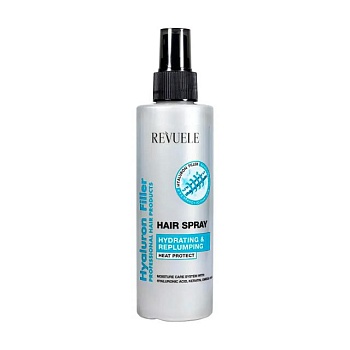фото термозахисний спрей-філер для волосся revuele hyaluron filler hair spray зволоження та відновлення, 200 мл