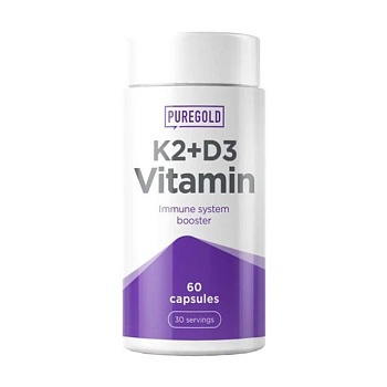 фото дієтична добавка вітаміни в капсулах pure gold k2 + d3 vitamin вітаміни k2 та d3, 60 шт