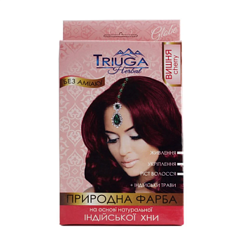 фото безаміачна фарба для волосся triuga herbal на основі натуральної індійської хни, вишня, 25 г